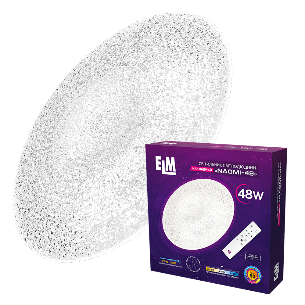 Світильник накладний з пультом ДК ELM Naomi 48W 3000-6500К IP20